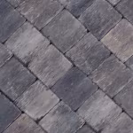 Diagonaal gelegde Tambour Smook stenen in grijs en antraciet, close-up