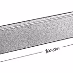 Tekening van opsluitband met maten 5x15 cm en lengte 100 cm