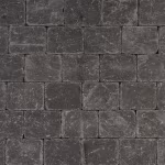 Overzicht van Tambour Antraciet 20x30x6 stenen in rij, donkergrijs getrommeld verband