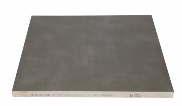 Losse Kera Full Body Leuven 60x60x3 tegel met zichtbare zijkant en opdruk, op wit