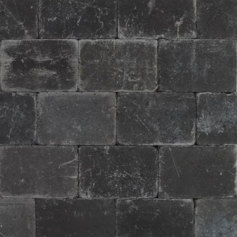Detail van Tambour Antraciet 20x30x6 stenen met lichte krassen en afgeronde kanten