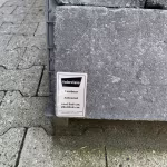 Pallet Tambour Antraciet stenen met Tuinvisie label met maten 20x15x6 en 20x30x6 cm