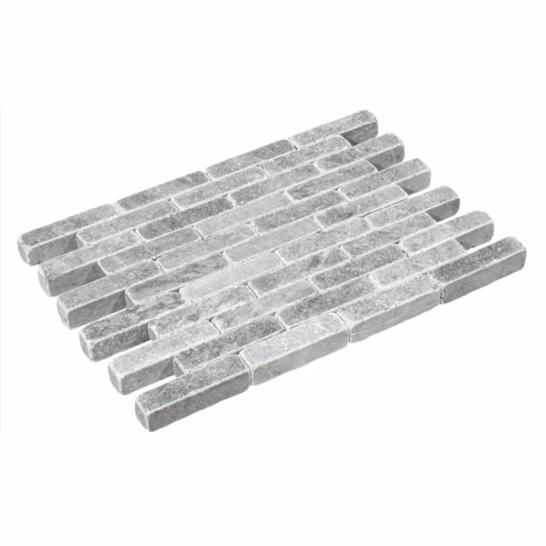 Natuursteen waalformaat Antique Blue Light Soft Finish 20x5x5 in laag op witte achtergrond