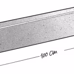 Tekening van opsluitband met maten 6x20 cm en lengte 100 cm