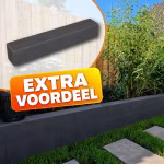 Antraciet stapelblok 12x12x60 met Extra Voordeel-label voor lage tuinmuur langs gras
