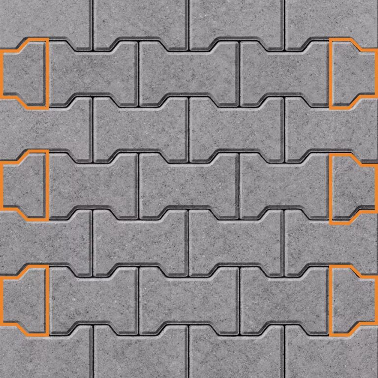 Halve H-profielstenen 8 cm grijs met facet