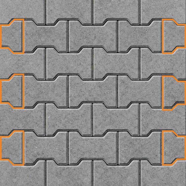 Halve H-profielstenen 8 cm grijs met facet