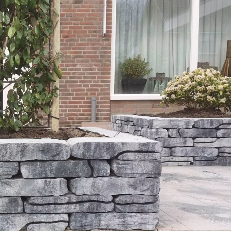 Stone Walling stapelblokken halfsteens verband
