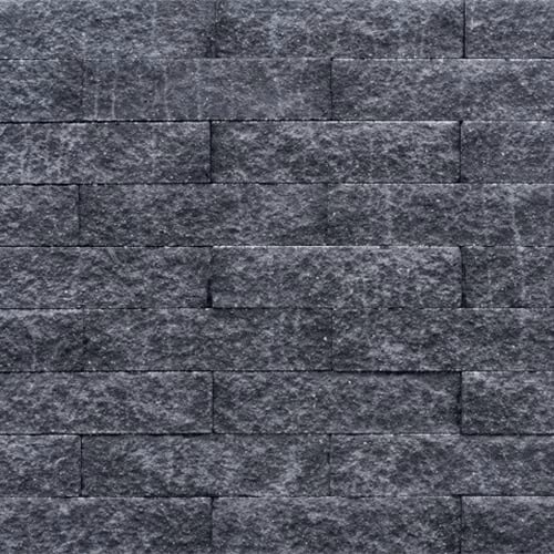 Muurvlak van gespleten antraciet Wallblock Split 12x15x60 in halfsteensverband
