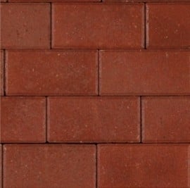 Betonklinker 10 cm rood bss gelegd in een mooi patroon voor een oprit
