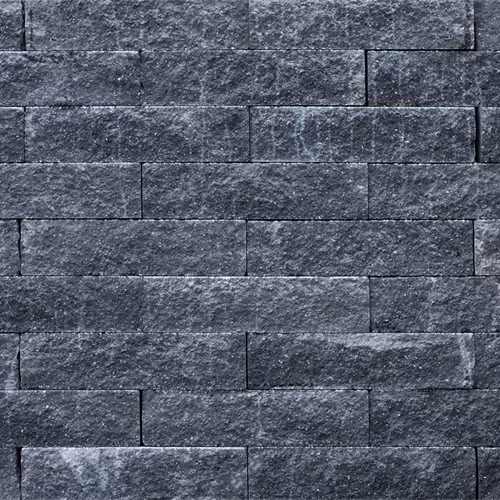 Muurvlak van gespleten antraciet Wallblock Split 10x10x40 in halfsteensverband