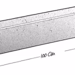 Tekening van opsluitband met maten 10x20 cm en lengte 100 cm