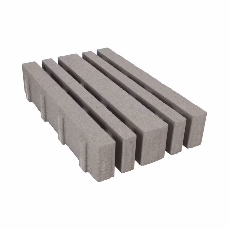 Grastegel linair 40x60x12 cm grijs met open sleuven op witte achtergrond