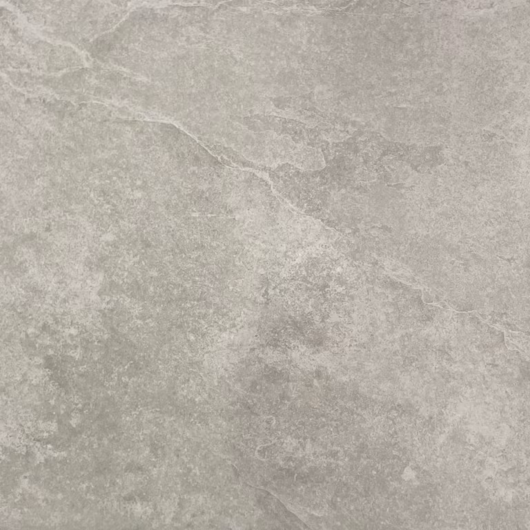 Close-up grijze Kera Full Body Bari tegel 60x60x3 met lichte aders