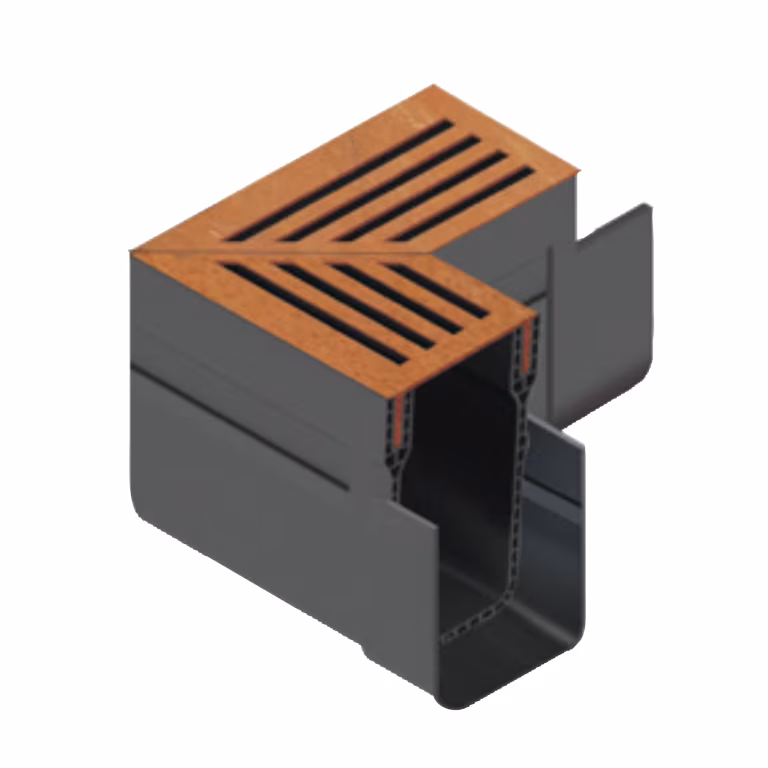 ACO Slimline Hoekelement en Rooster Corten