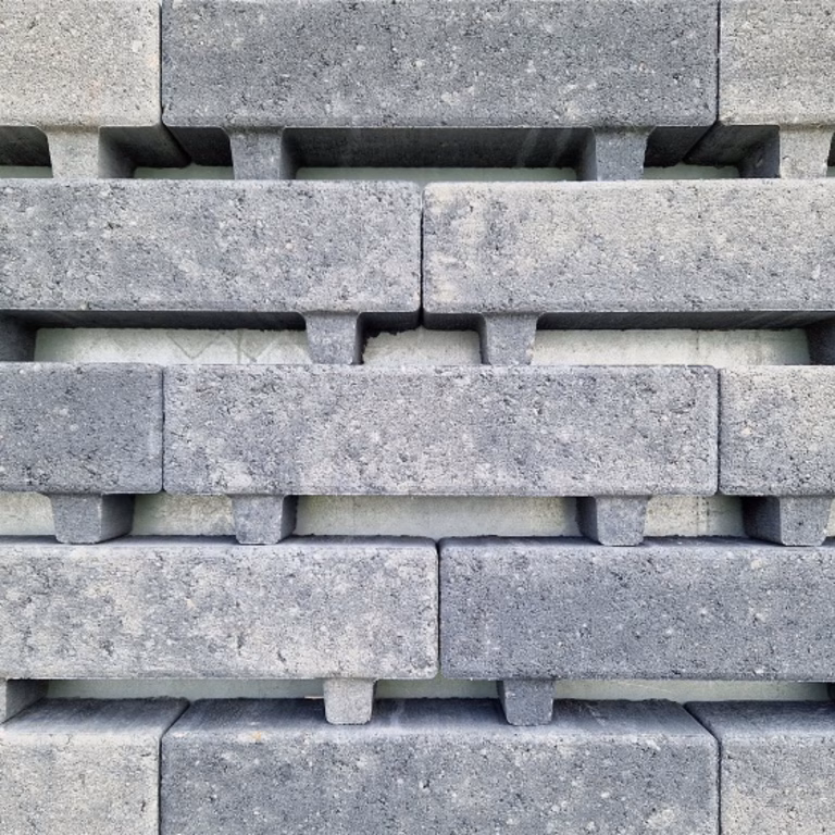 Waterpasserende longstone opritsteen 7 cm Grijs zwart