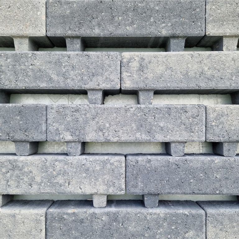 Waterpasserende longstone opritsteen 7 cm Grijs zwart