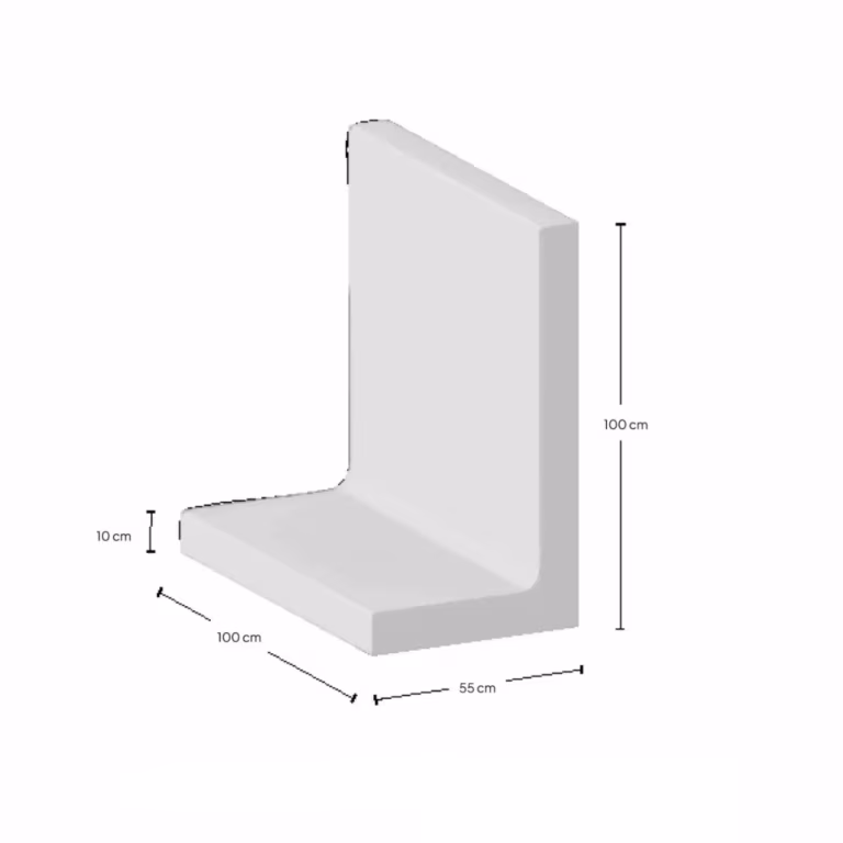 L-Element 100x55x100x10 cm zichtbeton Grijs