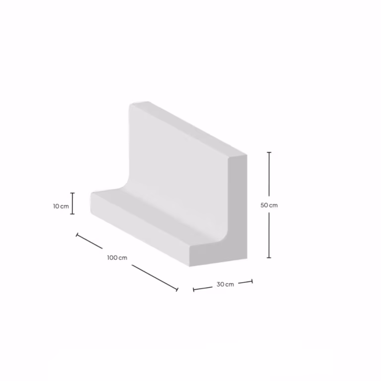 L-Element 50x30x100x10 cm zichtbeton Grijs
