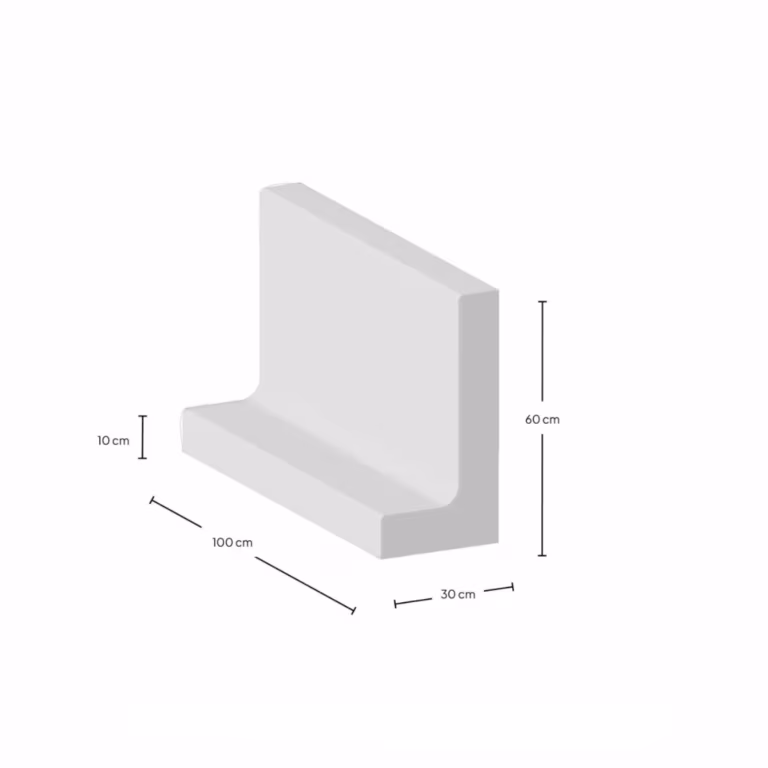 L-Element 60x30x100x10 cm zichtbeton Grijs