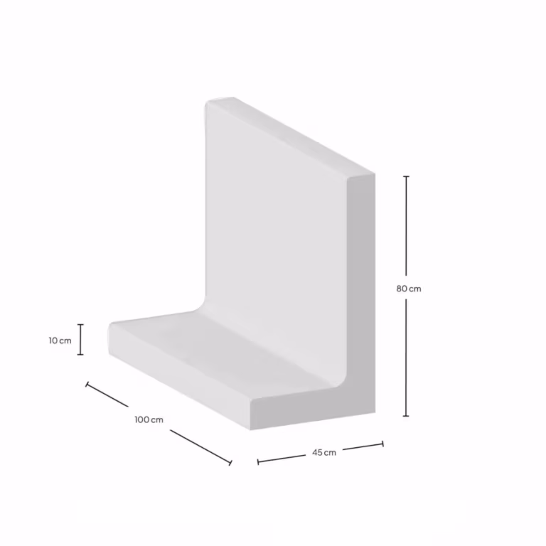 L-Element 80x45x100x10 cm zichtbeton Grijs