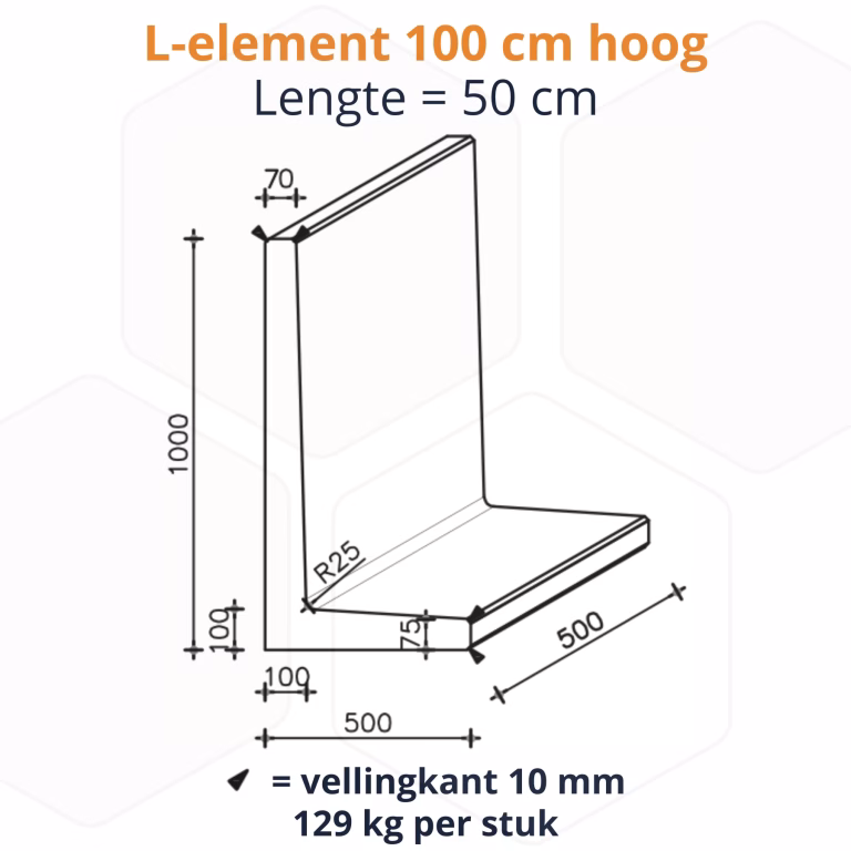 Dirksen L-element 50x50x100