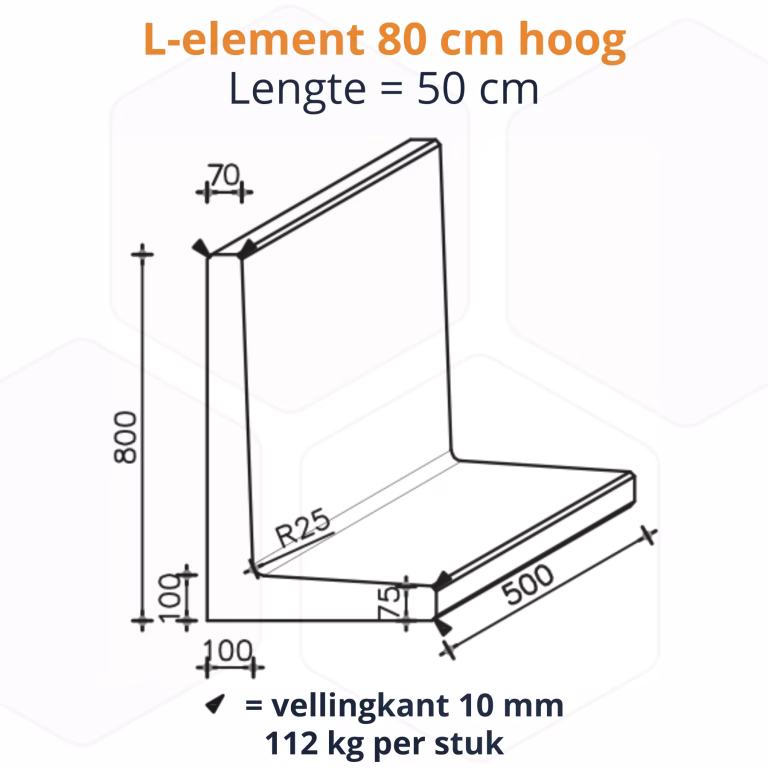 Dirksen L-element 50x50x80