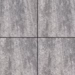 Vier PromoStone 60x60x4 Grijs/Zwart tegels met strakke voeg van dichtbij