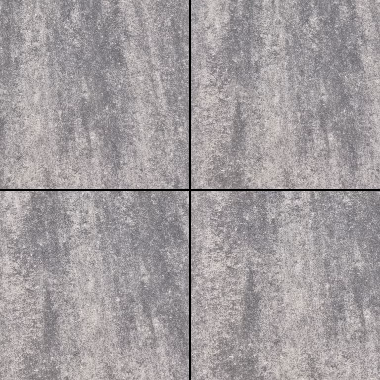Vier PromoStone 60x60x4 Grijs/Zwart tegels met strakke voeg van dichtbij