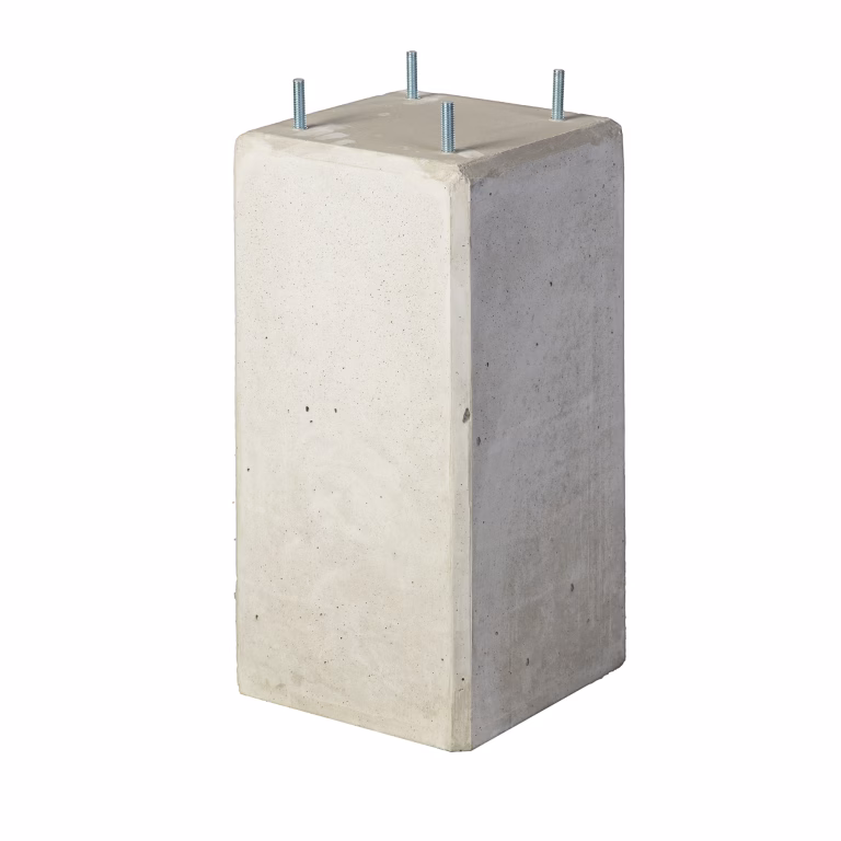 Dirksen Betonpoer 23x23x45 cm met draadeind 4x M10 Grijs