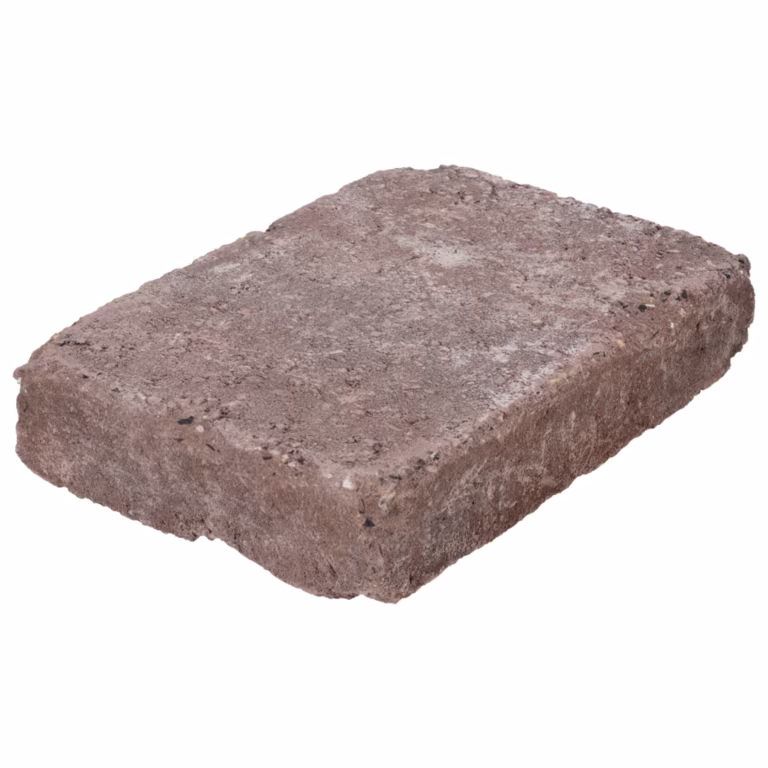 Losse bruine WG Stone Trommelsteen 20x30x6 met getrommelde randen, schuin op witte achtergrond