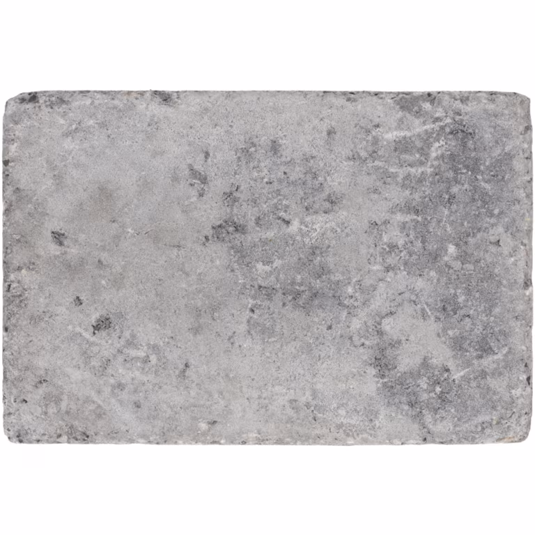 Bovenaanzicht van grijze WG Stone Trommelsteen 20x30x6 met structuur op wit
