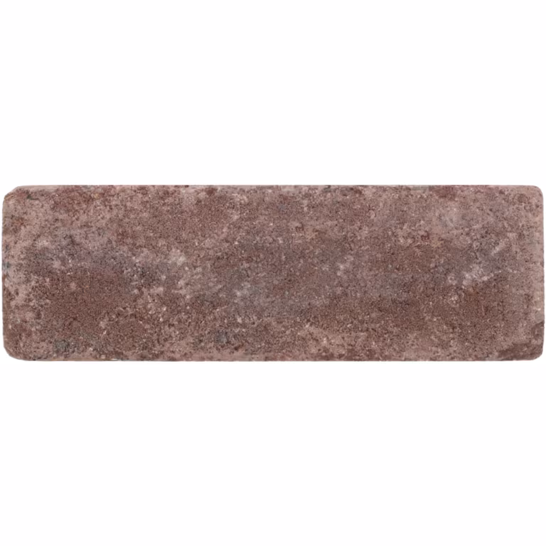 WG Stone Trommelsteen 21x7x8 bruin met fijne korrelstructuur, vlak van boven op wit