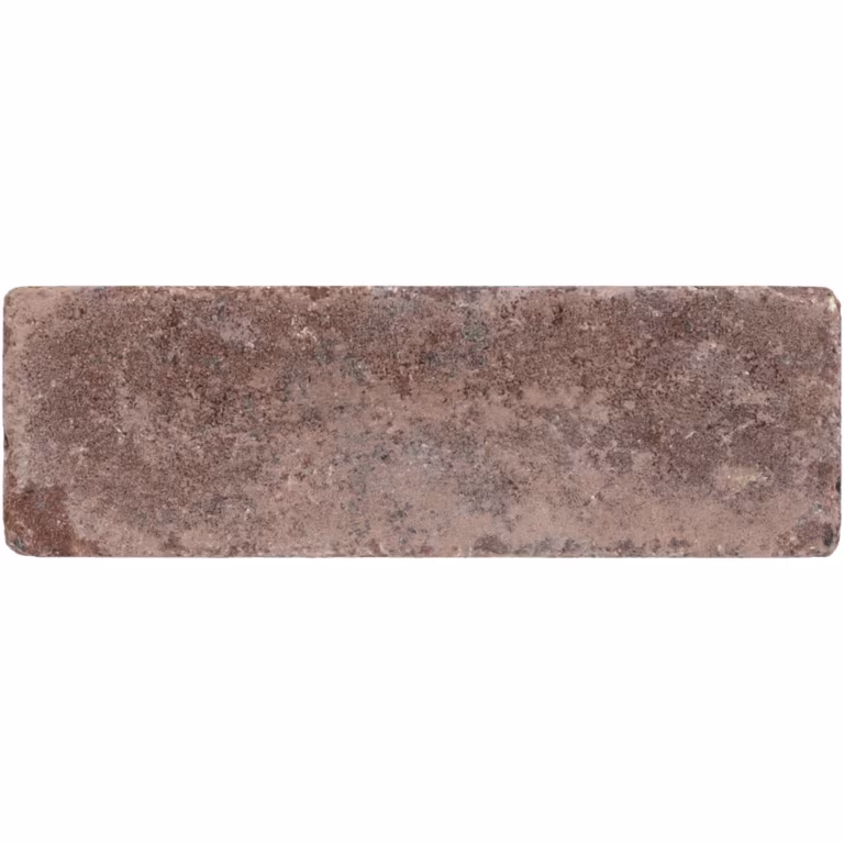 Losse WG Stone Trommelsteen 21x7x8 bruin met roodbruin gevlekte bovenkant op witte achtergrond