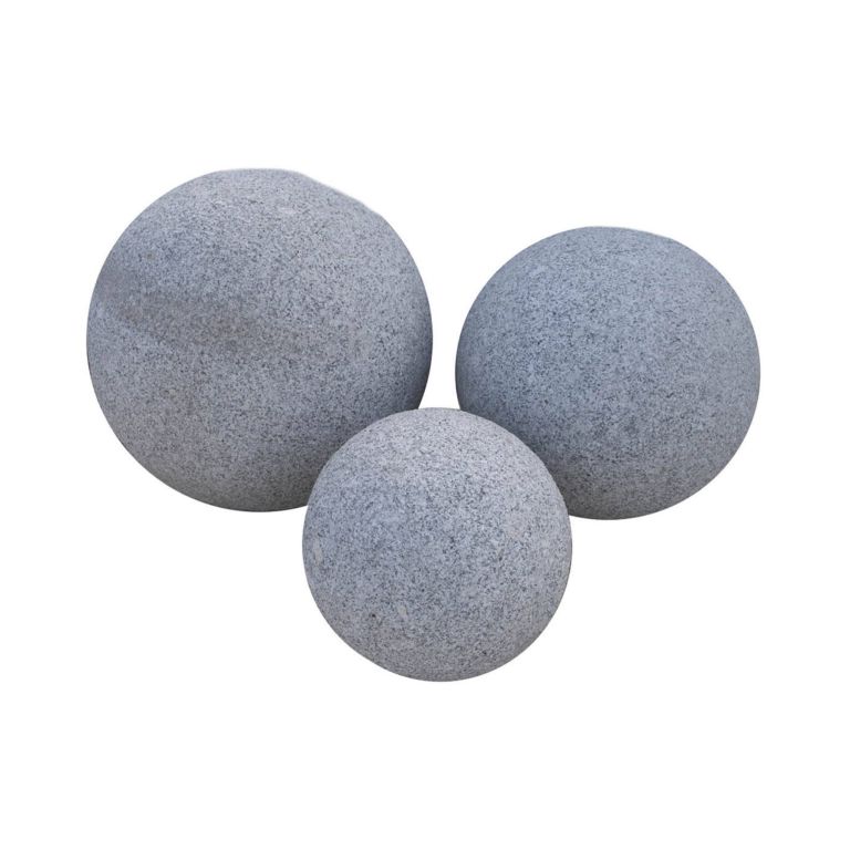Natuursteen Set Bollen Asian White Gebouchardeerd Ø 45, 35 en 25 cm