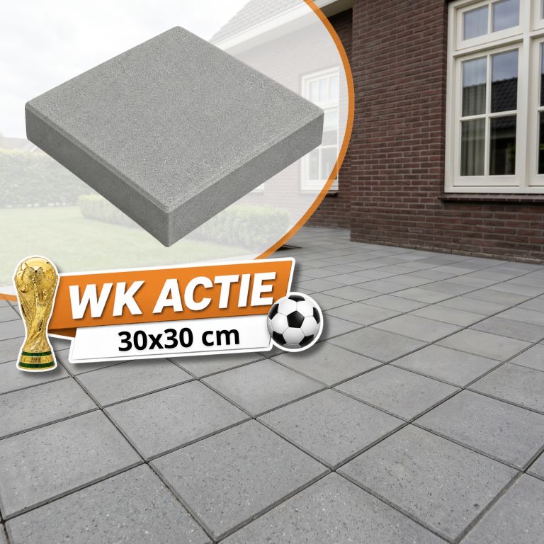 Betontegel 30x30x4,5 cm Grijs met facet KOMO