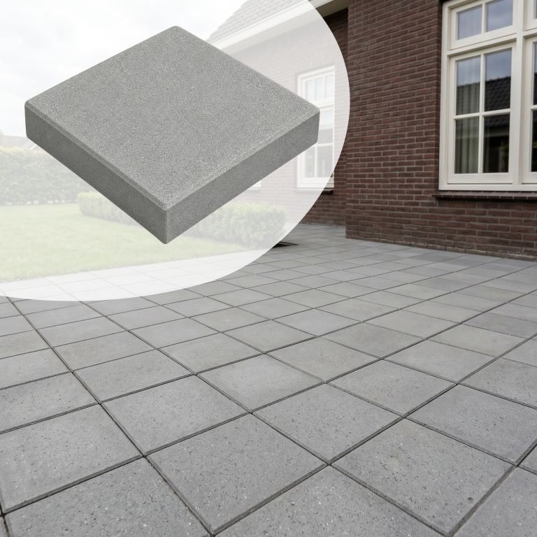 Betontegel 30x30x4,5 cm Grijs met facet KOMO