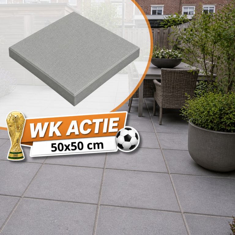 Betontegel 50x50x5 cm Grijs met facet KOMO