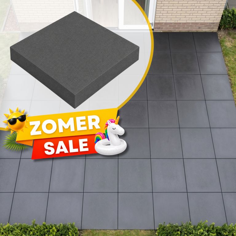 Zomer SALE - Betontegel 50x50x5 cm Nero zonder facet