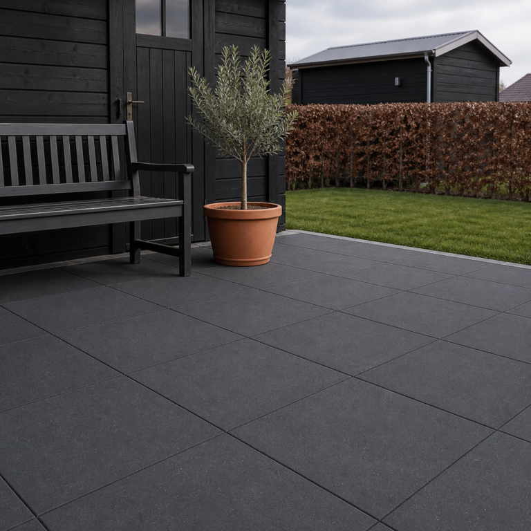 Betontegel 50x50x5 cm Nero zonder facet