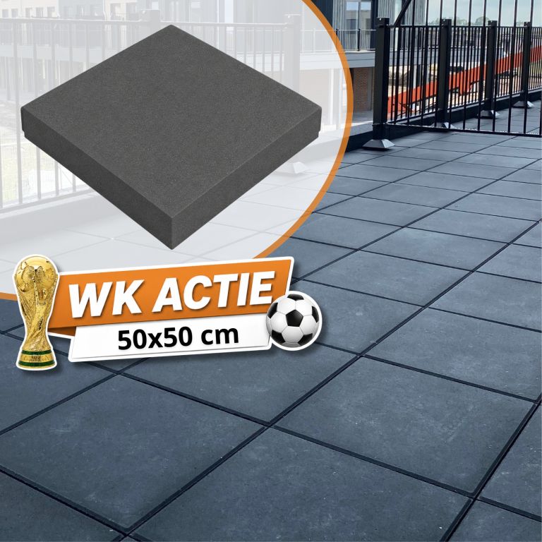 Betontegel 50x50x5 cm Zwart met facet KOMO