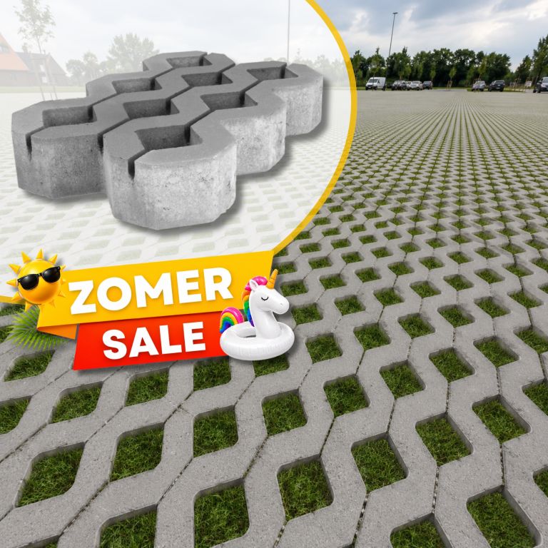 Zomer SALE - Grasbetontegel 40x60x10 Vlak vierkante gaten
