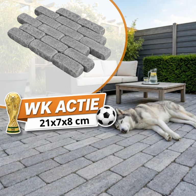 WK Deal - WG Stone Trommelsteen 21x7x8 Grijs