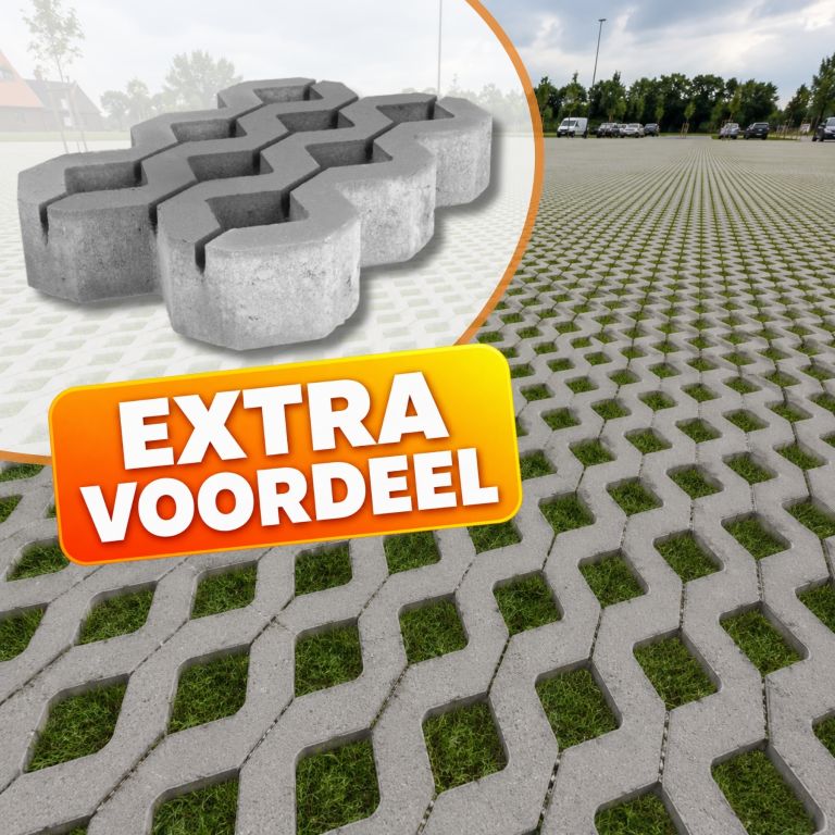 EXTRA VOORDEEL - Grasbetontegel 40x60x10 Vlak vierkante gaten