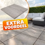 Season Claude 60x60x4 Flintino tegel met label Extra Voordeel boven terras met loungebank