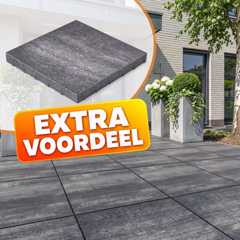 EXTRA VOORDEEL - Terrastegel 60x60x4 cm Roman Black Slate