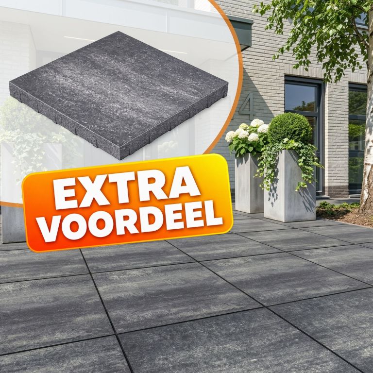 EXTRA VOORDEEL - Terrastegel 60x60x4 cm Roman Black Slate